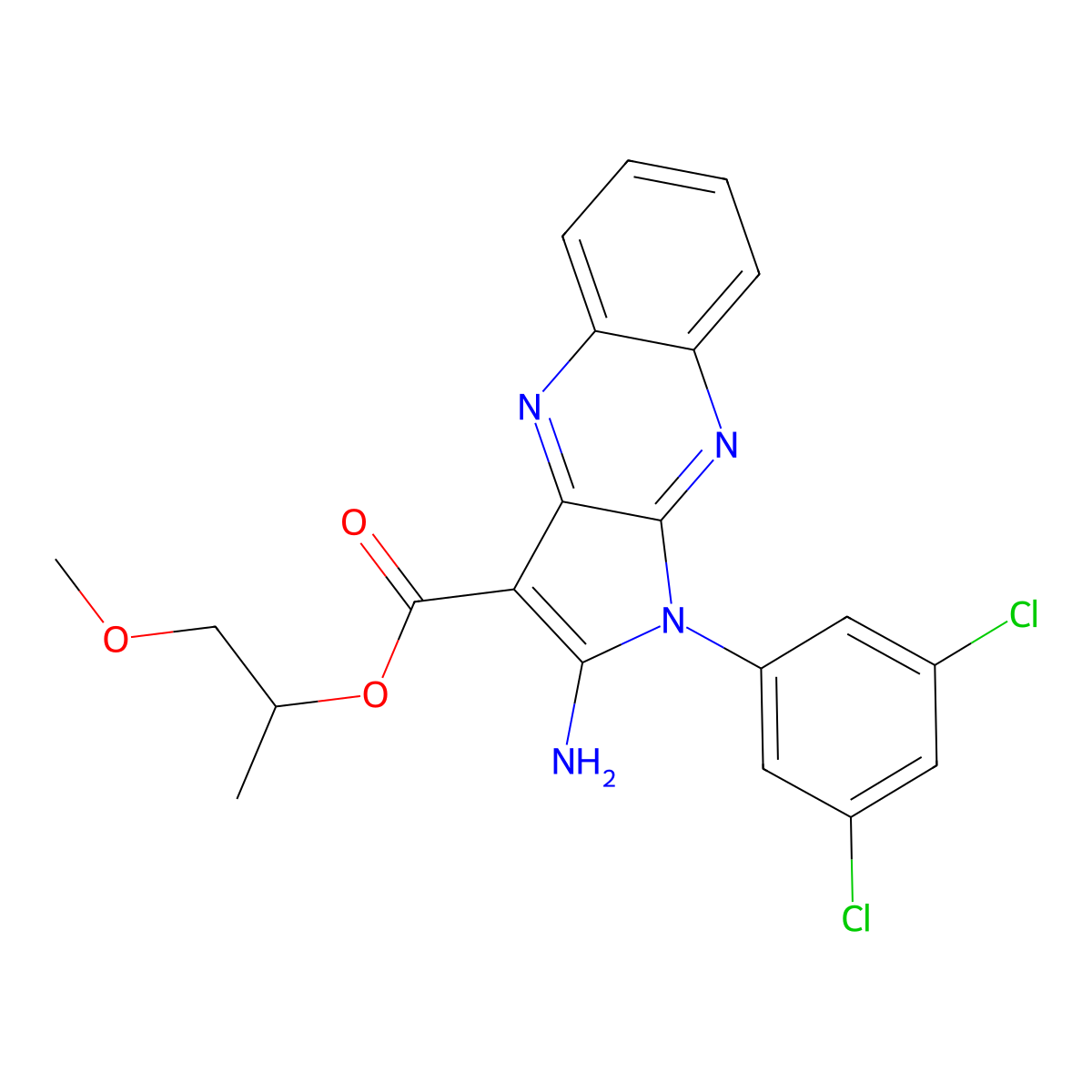 1-Methoxypropan-2-yl 2-amino-1-(3,5-dichlorophenyl)pyrrolo[3,2-b]quinoxaline-3-carboxylate molecular structure, CAS 488803-06-1