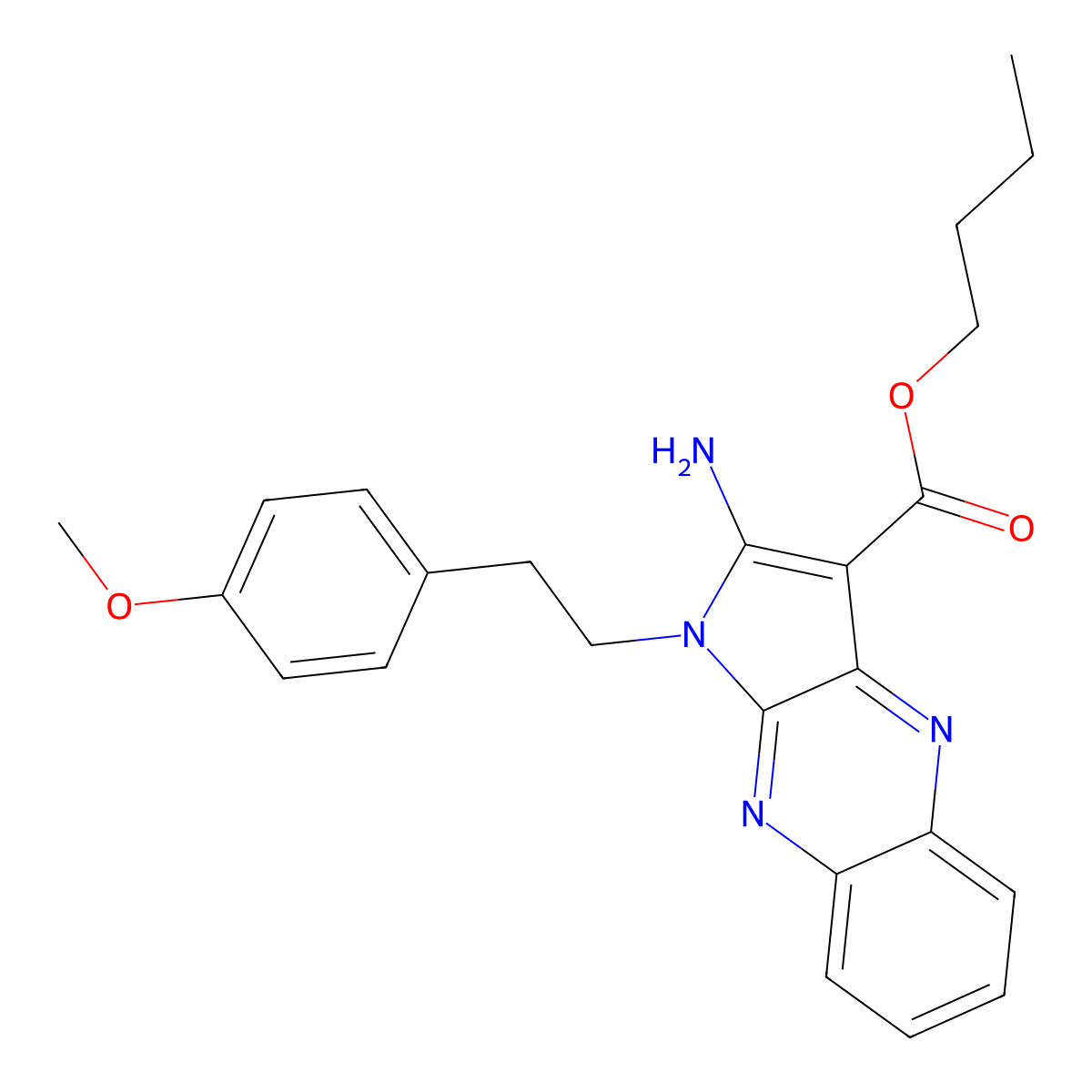 butyl 2-amino-1-[2-(4-methoxyphenyl)ethyl]-1H-pyrrolo[2,3-b]quinoxaline-3-carboxylate molecular structure, CAS 488803-28-7