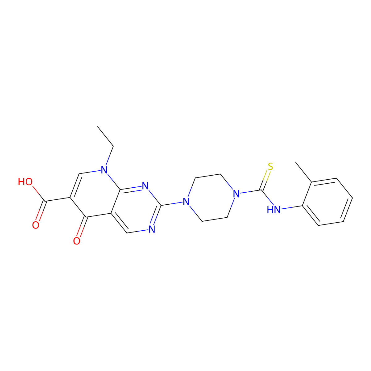 8-Ethyl-2-{4-[(2-methylphenyl)carbamothioyl]piperazin-1-yl}-5-oxo-5,8-dihydropyrido[2,3-d]pyrimidine-6-carboxylic acid molecular structure, CAS 488803-30-1