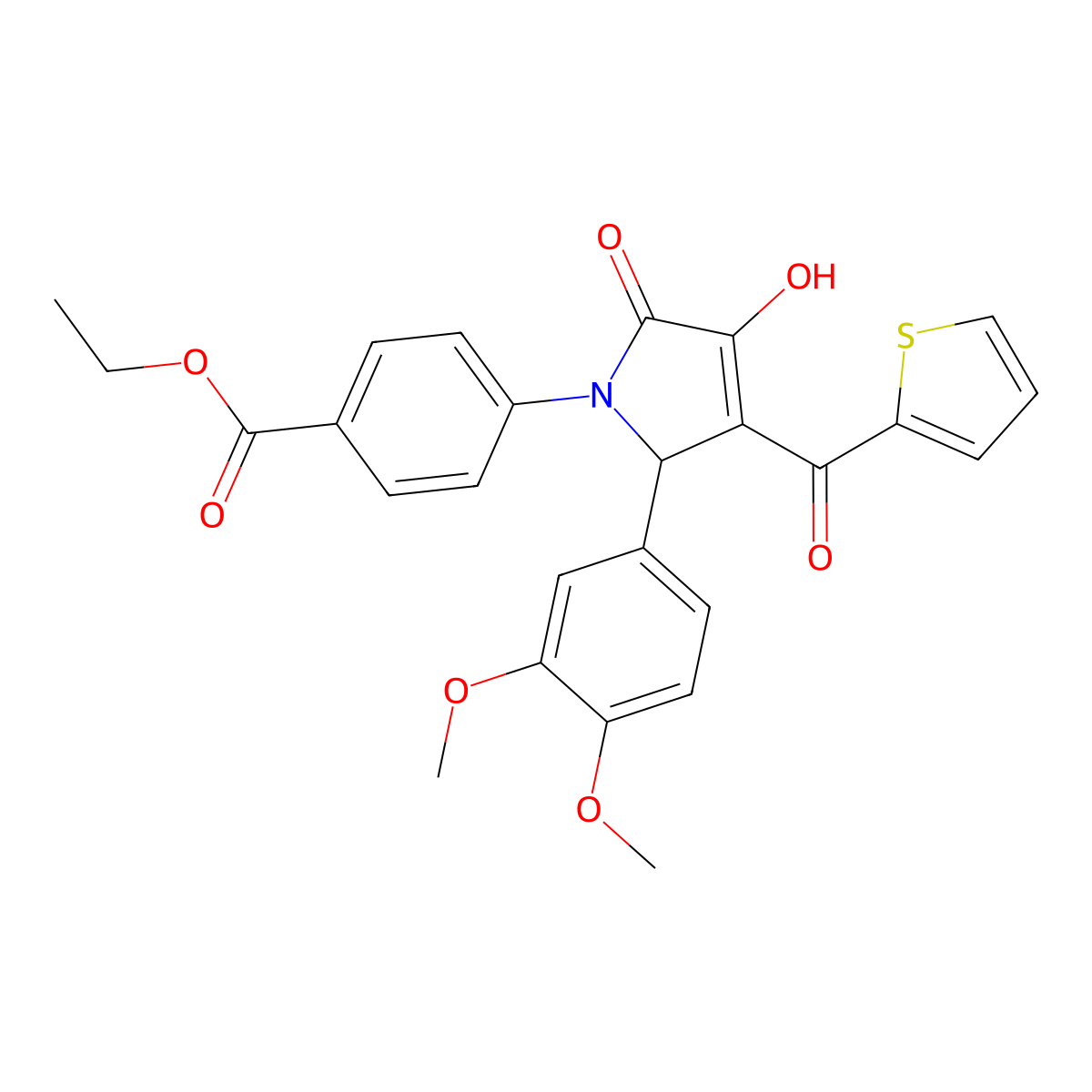 ethyl 4-{(3E)-2-(3,4-dimethoxyphenyl)-3-[hydroxy(thiophen-2-yl)methylidene]-4,5-dioxopyrrolidin-1-yl}benzoate molecular structure, CAS 488803-50-5