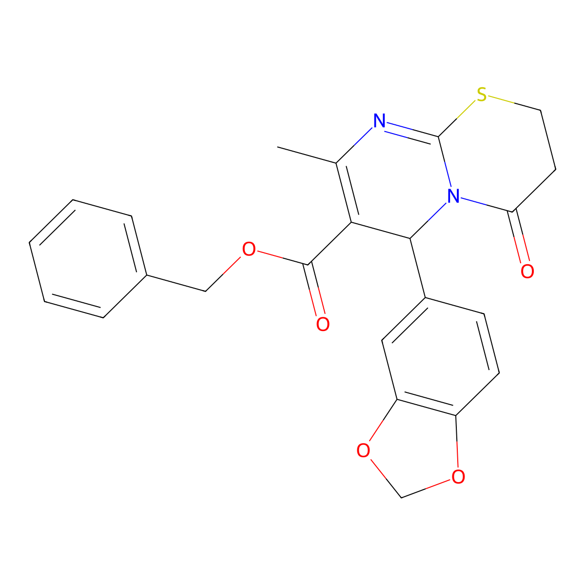 benzyl 6-(1,3-benzodioxol-5-yl)-8-methyl-4-oxo-3,4-dihydro-2H,6H-pyrimido[2,1-b][1,3]thiazine-7-carboxylate molecular structure, CAS 488803-51-6