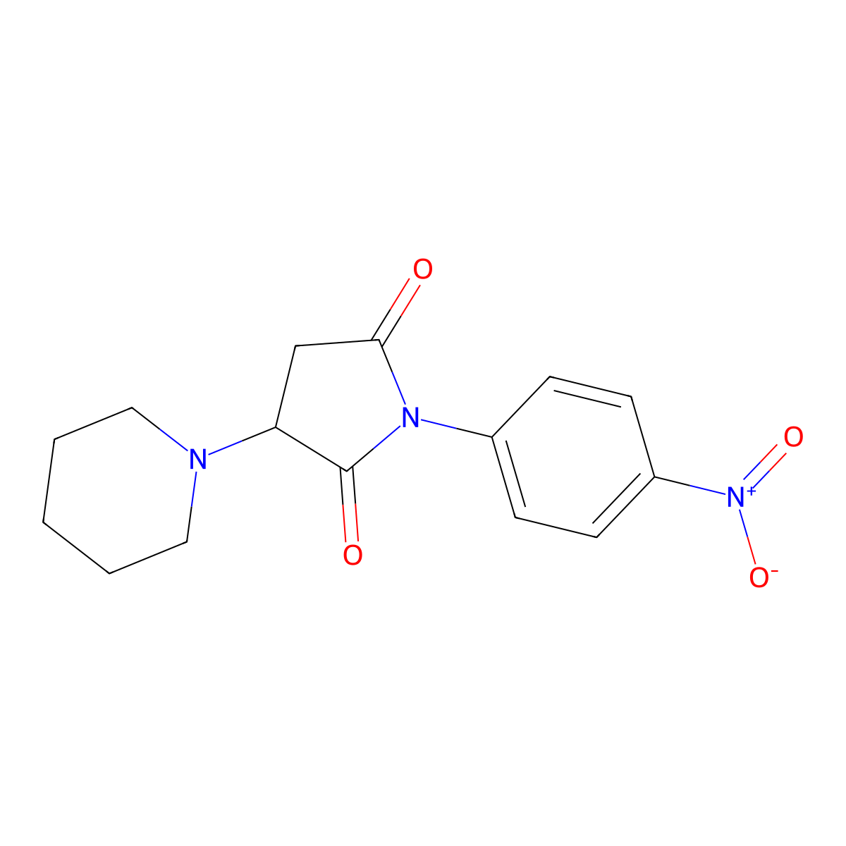 1-(4-Nitrophenyl)-3-(1-piperidinyl)-2,5-pyrrolidinedione molecular structure, CAS 488804-15-5