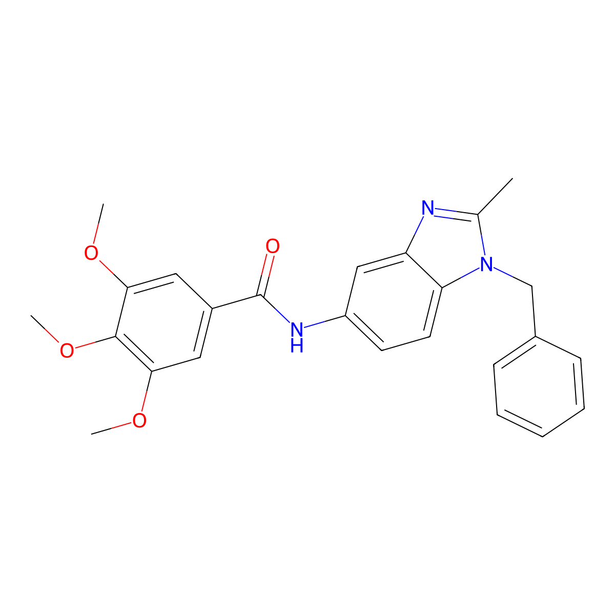 N-(1-benzyl-2-methylbenzimidazol-5-yl)-3,4,5-trimethoxybenzamide molecular structure, CAS 488804-38-2