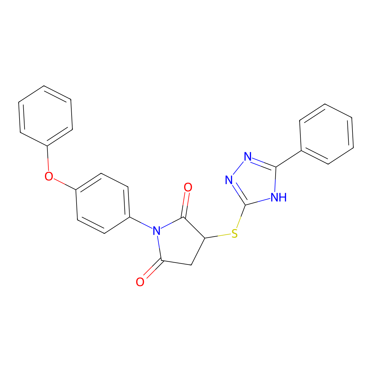 1-(4-phenoxyphenyl)-3-[(5-phenyl-4H-1,2,4-triazol-3-yl)sulfanyl]pyrrolidine-2,5-dione molecular structure, CAS 488804-46-2
