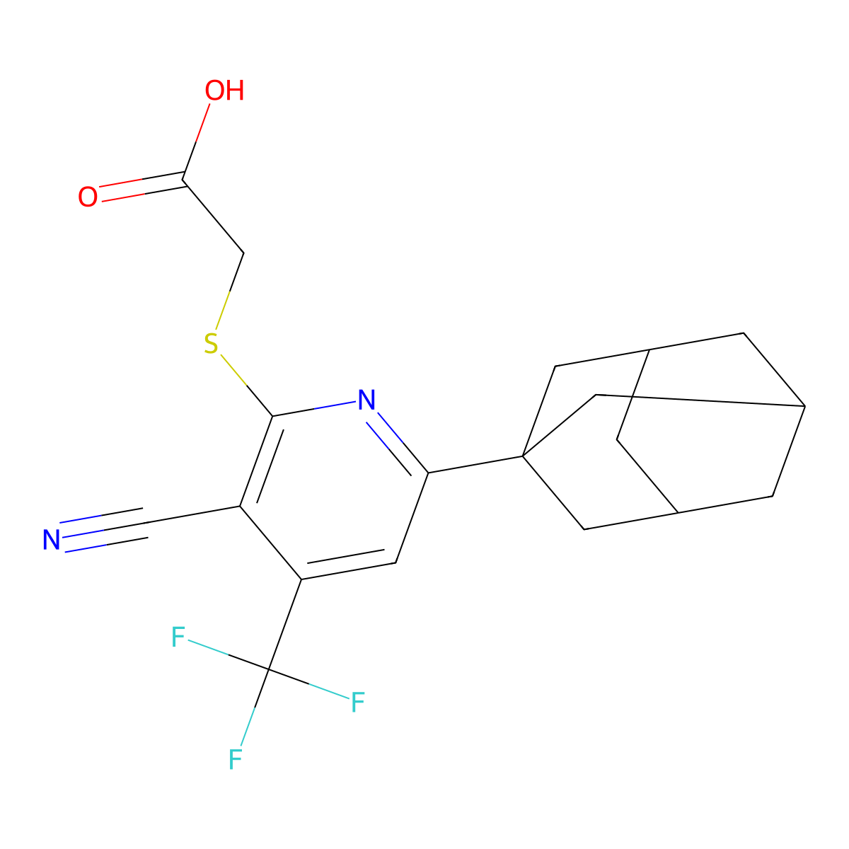 2-{[6-(1-Adamantyl)-3-cyano-4-(trifluoromethyl)-2-pyridinyl]sulfanyl}acetic acid molecular structure, CAS 488804-52-0