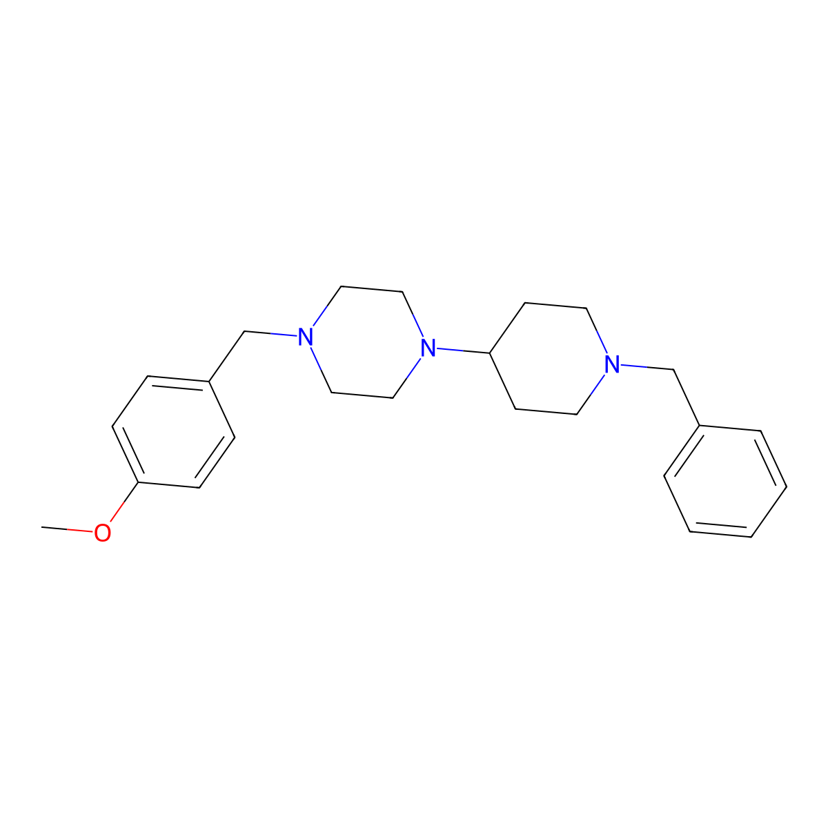 1-(1-Benzylpiperidin-4-yl)-4-[(4-methoxyphenyl)methyl]piperazine molecular structure, CAS 488804-62-2