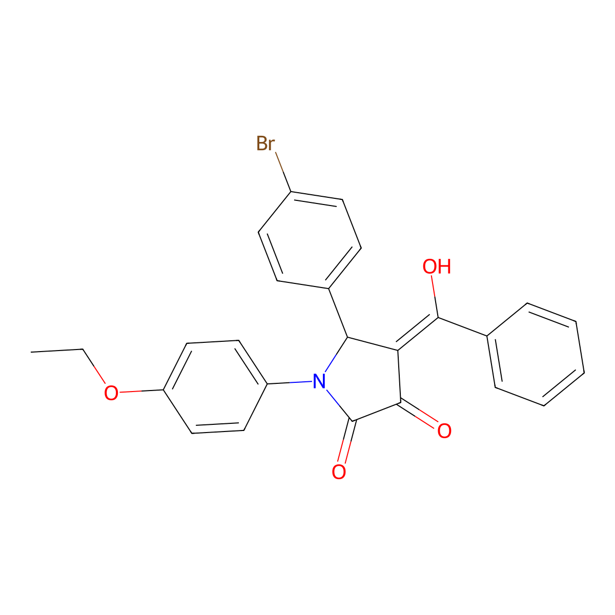 4-benzoyl-5-(4-bromophenyl)-1-(4-ethoxyphenyl)-3-hydroxy-1,5-dihydro-2H-pyrrol-2-one molecular structure, CAS 488810-09-9