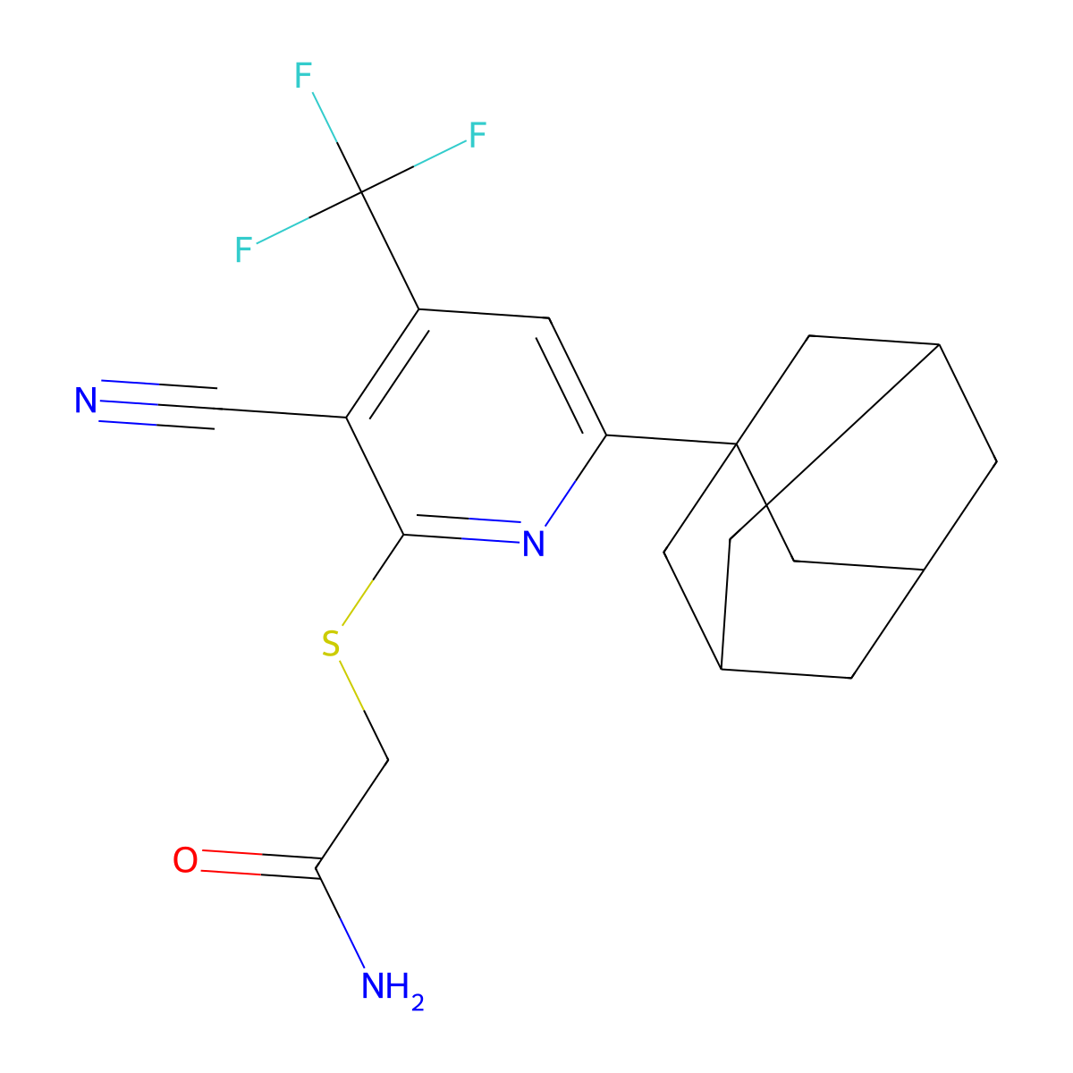 2-[6-(1-Adamantyl)-3-cyano-4-(trifluoromethyl)pyridin-2-yl]sulfanylacetamide molecular structure, CAS 488810-89-5