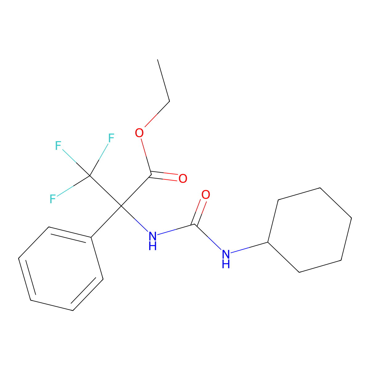 ethyl N-(cyclohexylcarbamoyl)-3,3,3-trifluoro-2-phenylalaninate molecular structure, CAS 488810-96-4