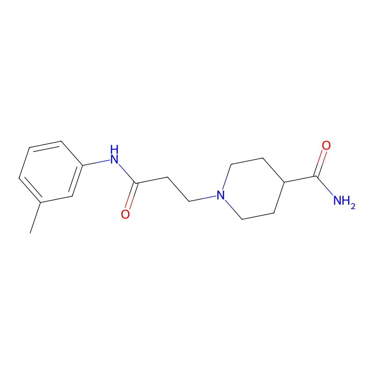 1-[3-Oxo-3-(3-toluidino)propyl]-4-piperidinecarboxamide molecular structure, CAS 488811-30-9