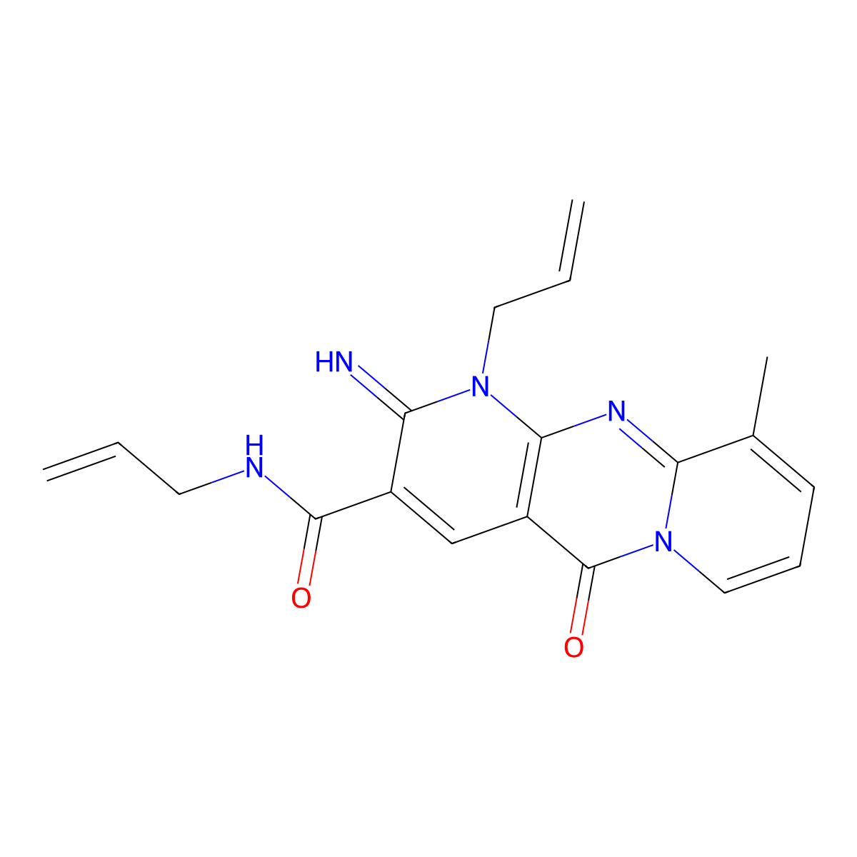 N,1-Diallyl-2-imino-10-methyl-5-oxo-1,5-dihydro-2H-dipyrido[1,2-A:2,3-D]pyrimidine-3-carboxamide molecular structure, CAS 488811-64-9