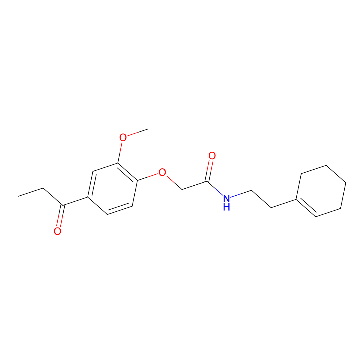 N-[2-(cyclohexen-1-yl)ethyl]-2-(2-methoxy-4-propanoylphenoxy)acetamide molecular structure, CAS 488811-65-0