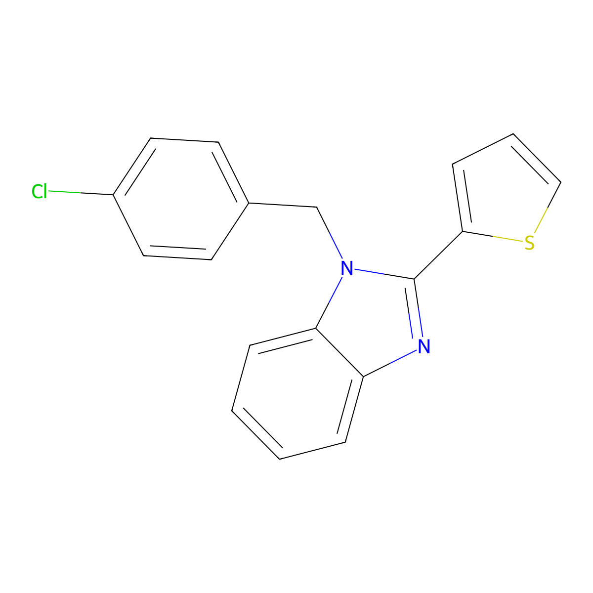 1-(4-chlorobenzyl)-2-(thiophen-2-yl)-1H-benzo[d]imidazole molecular structure, CAS 488812-52-8