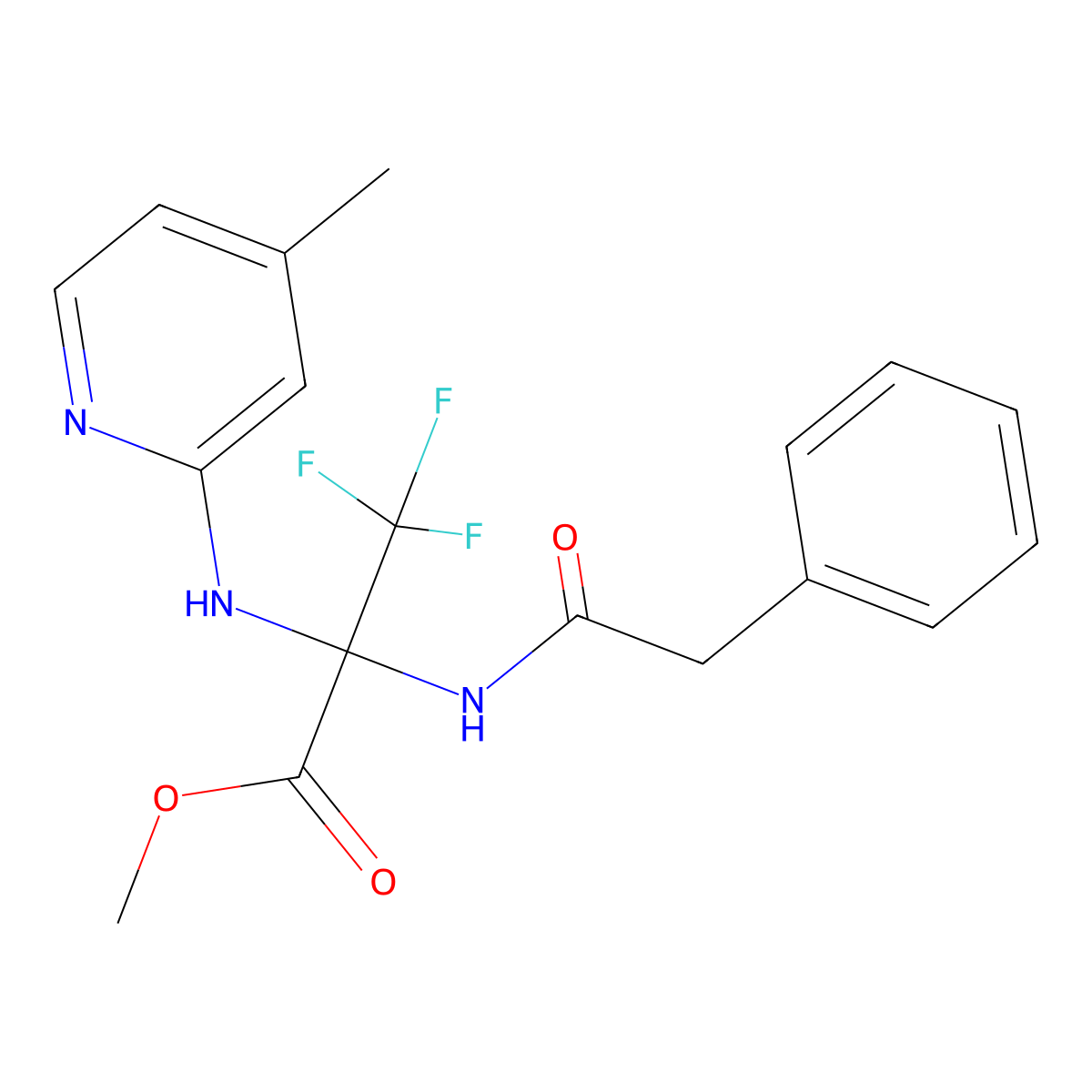 Methyl 3,3,3-trifluoro-2-[(4-methyl-2-pyridinyl)amino]-2-[(phenylacetyl)amino]propanoate molecular structure, CAS 488812-53-9
