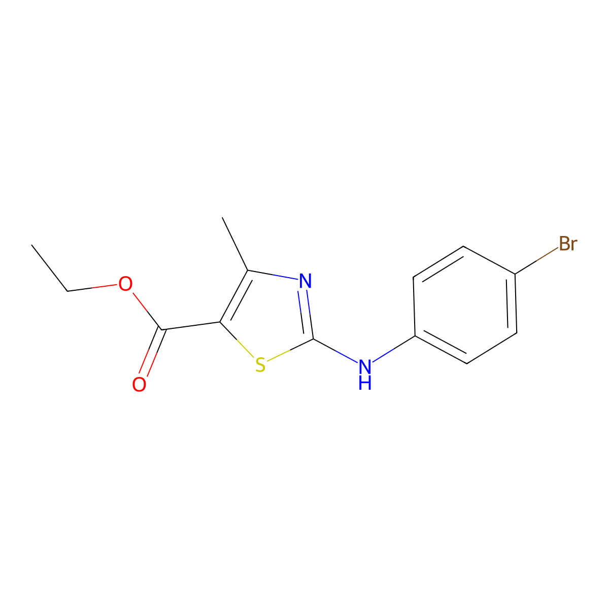 Ethyl 2-[(4-bromophenyl)amino]-4-methyl-1,3-thiazole-5-carboxylate molecular structure, CAS 488813-07-6