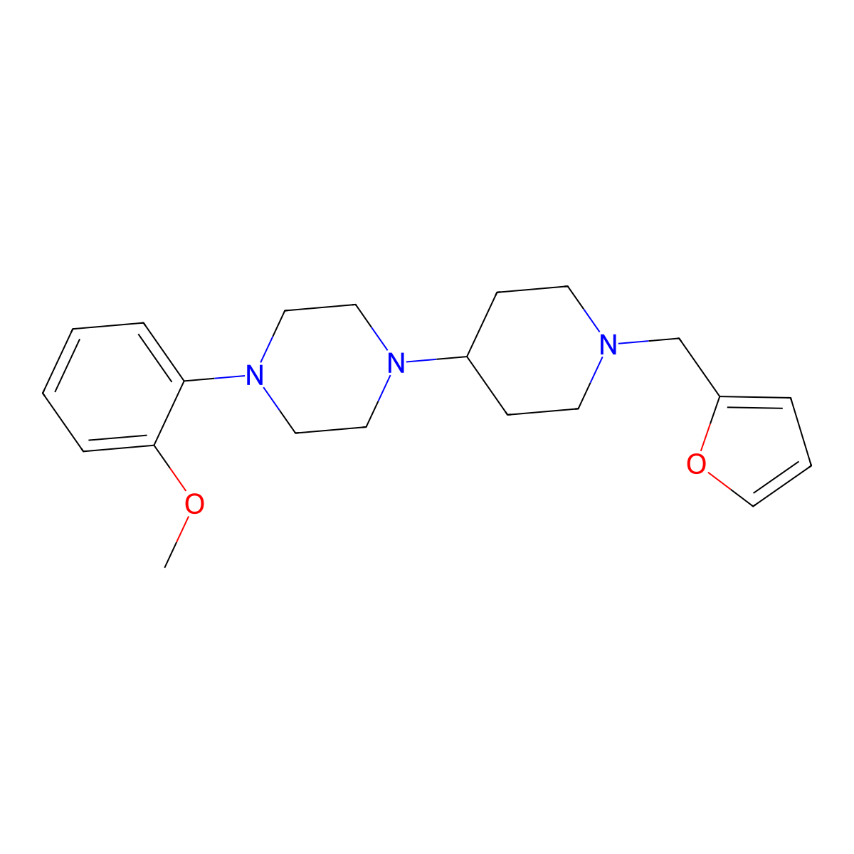 1-[1-(Furan-2-ylmethyl)piperidin-4-yl]-4-(2-methoxyphenyl)piperazine molecular structure, CAS 488813-11-2