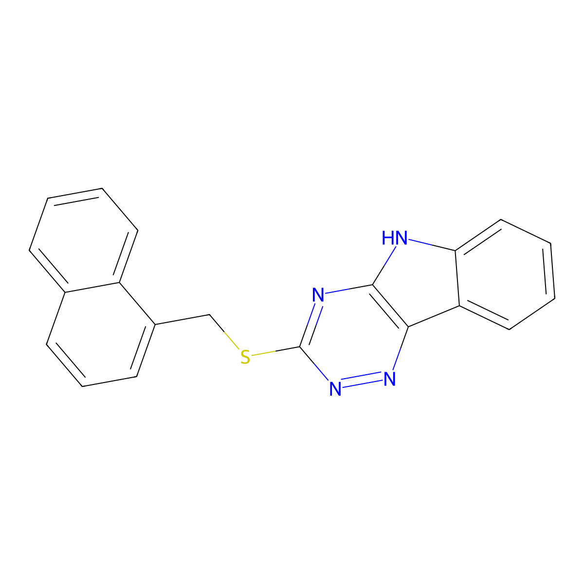3-[(naphthalen-1-ylmethyl)sulfanyl]-5H-[1,2,4]triazino[5,6-b]indole molecular structure, CAS 488813-45-2