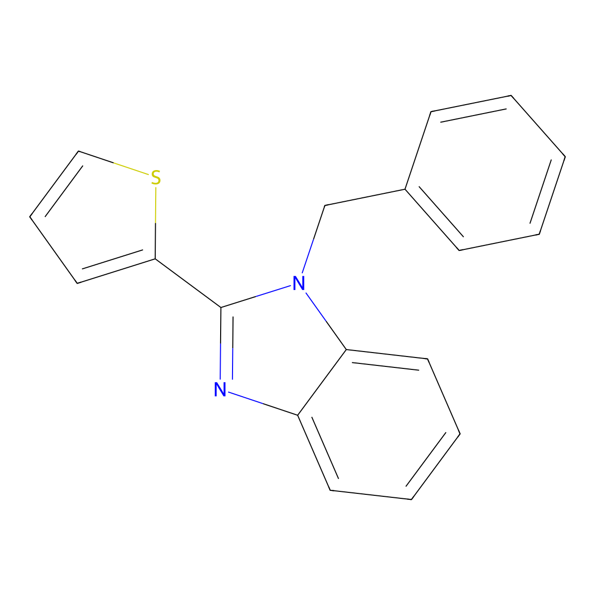 1-Benzyl-2-thiophen-2-ylbenzimidazole molecular structure, CAS 488813-95-2