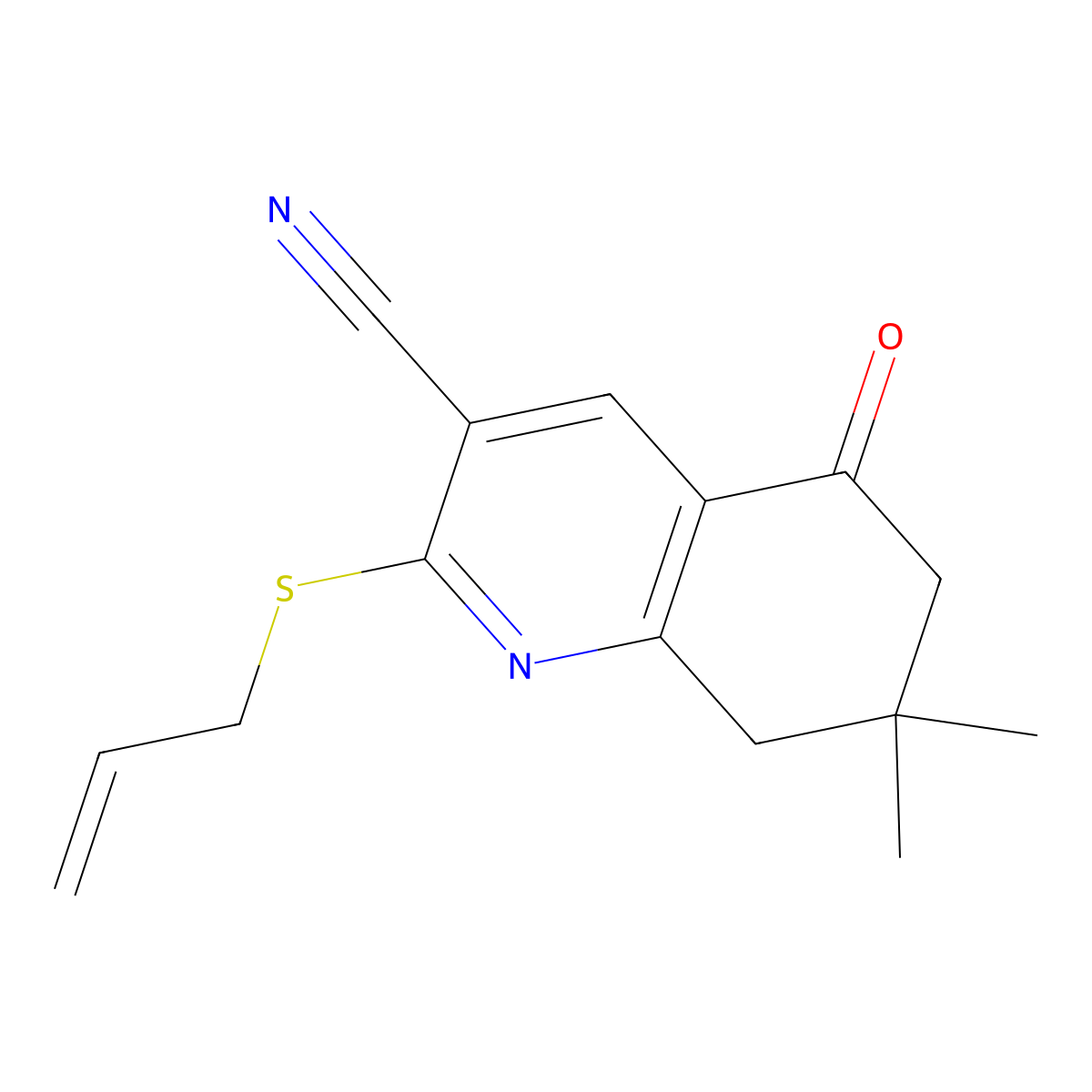 7,7-Dimethyl-5-oxo-2-prop-2-enylsulfanyl-6,8-dihydroquinoline-3-carbonitrile molecular structure, CAS 488814-02-4