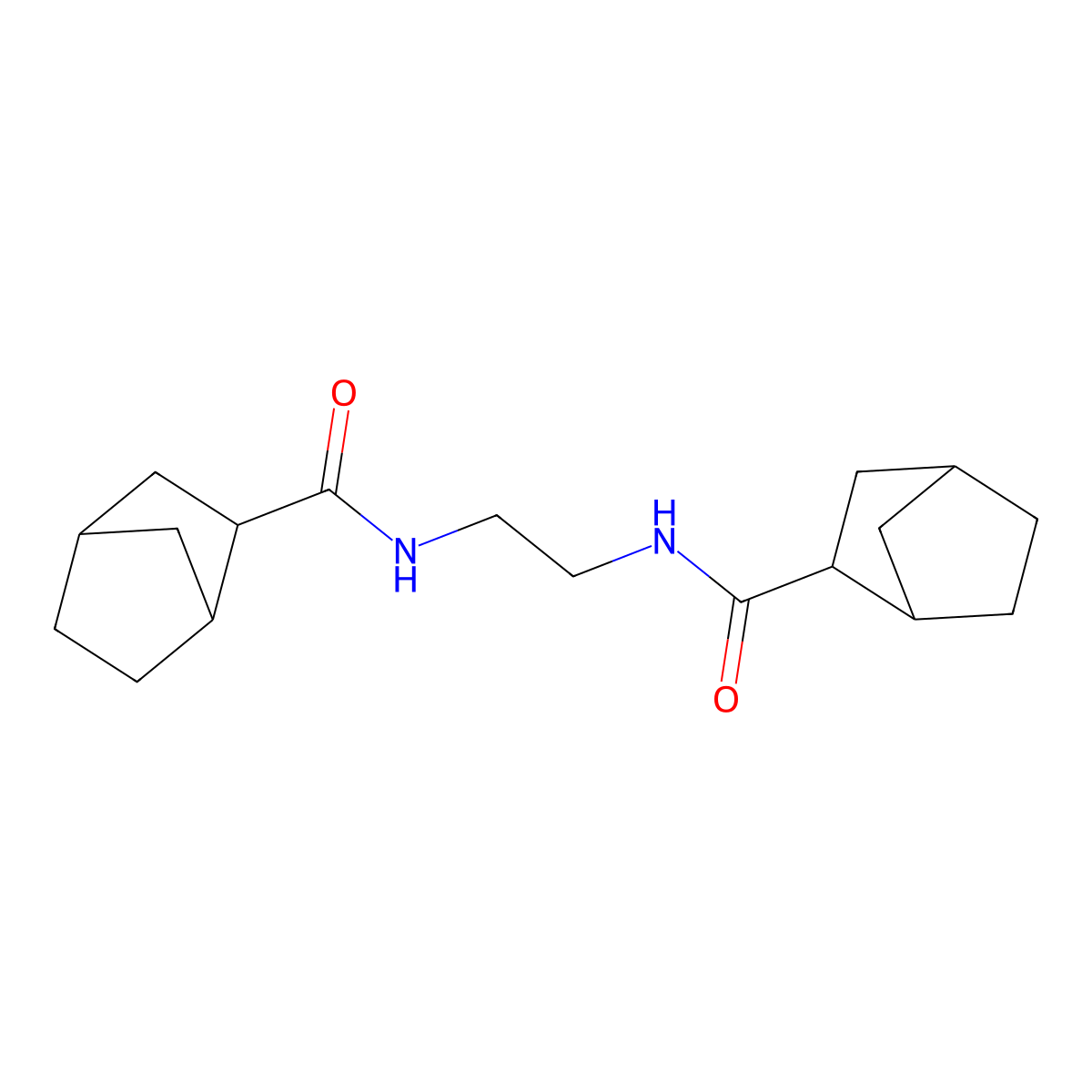 N-[2-(bicyclo[2.2.1]heptane-3-carbonylamino)ethyl]bicyclo[2.2.1]heptane-3-carboxamide molecular structure, CAS 488821-62-1