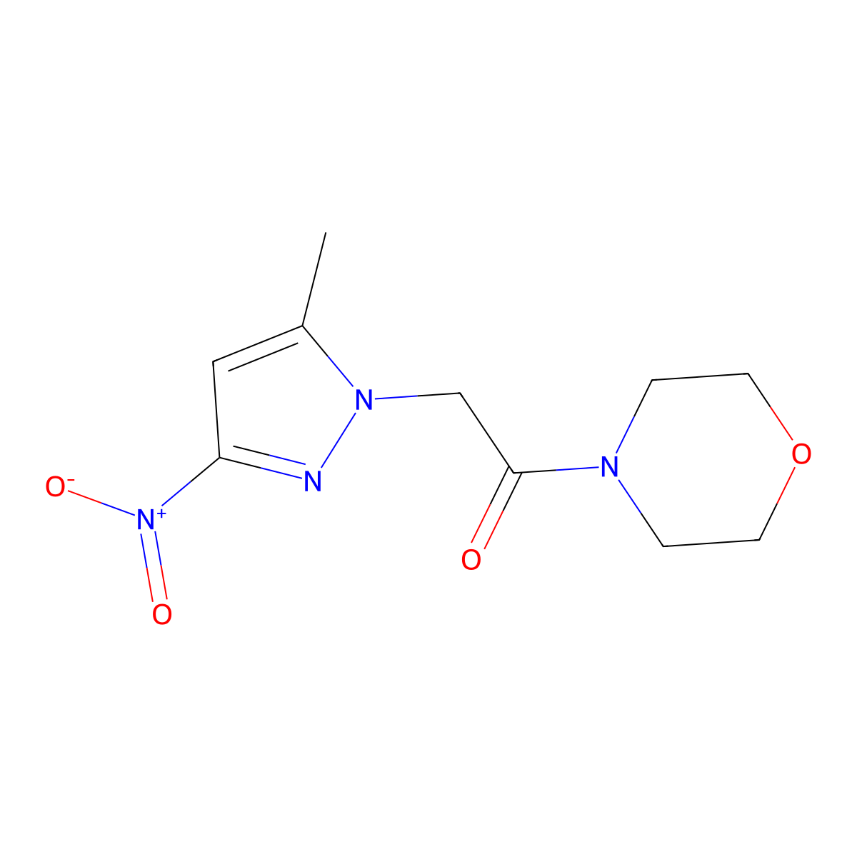 4-({3-nitro-5-methyl-1H-pyrazol-1-yl}acetyl)morpholine molecular structure, CAS 488822-32-8