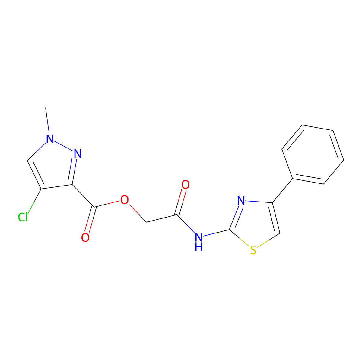 2-oxo-2-[(4-phenyl-1,3-thiazol-2-yl)amino]ethyl 4-chloro-1-methyl-1H-pyrazole-3-carboxylate molecular structure, CAS 488822-40-8