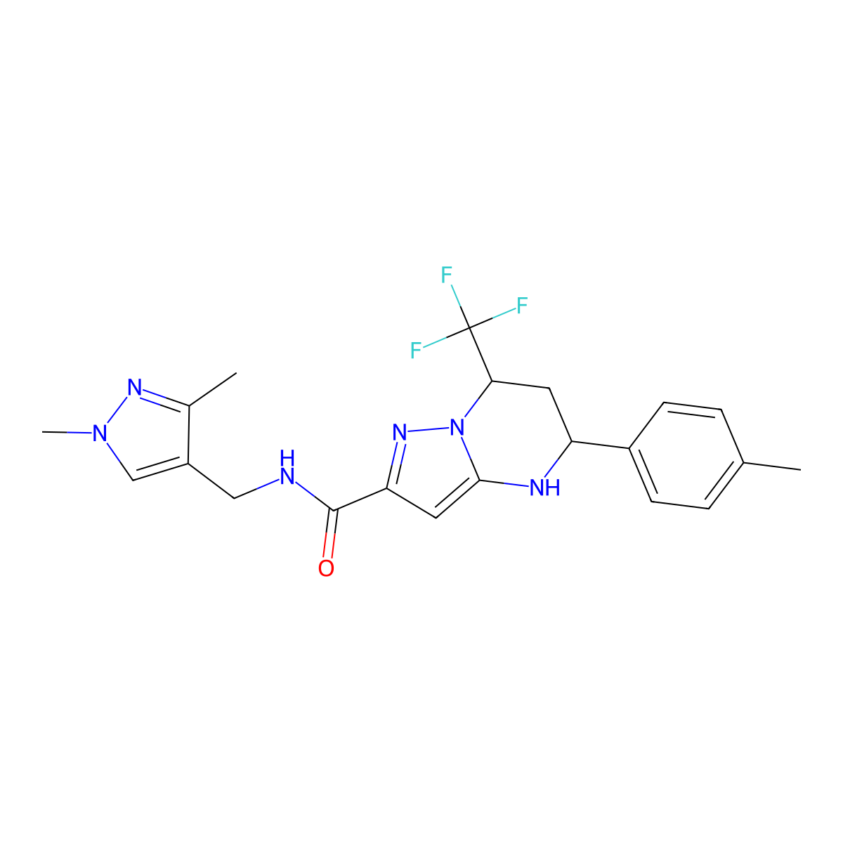 N-[(1,3-dimethyl-1H-pyrazol-4-yl)methyl]-5-(4-methylphenyl)-7-(trifluoromethyl)-4,5,6,7-tetrahydropyrazolo[1,5-a]pyrimidine-2-carboxamide molecular structure, CAS 488822-54-4