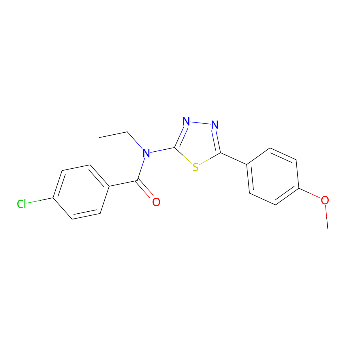 4-chloro-N-ethyl-N-[5-(4-methoxyphenyl)-1,3,4-thiadiazol-2-yl]benzamide molecular structure, CAS 488823-01-4