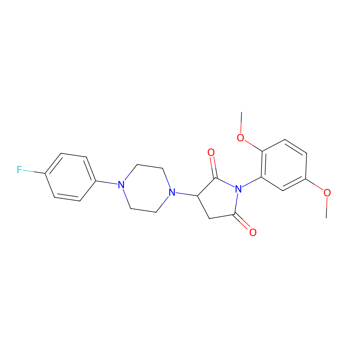 1-(2,5-Dimethoxyphenyl)-3-[4-(4-fluorophenyl)piperazin-1-yl]pyrrolidine-2,5-dione molecular structure, CAS 488823-24-1