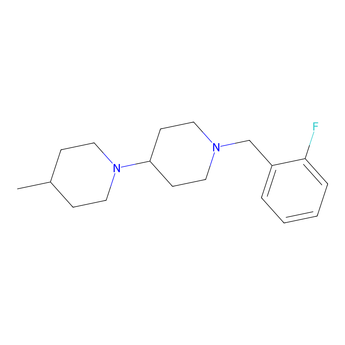 1-[(2-Fluorophenyl)methyl]-4-(4-methylpiperidin-1-yl)piperidine molecular structure, CAS 488823-31-0