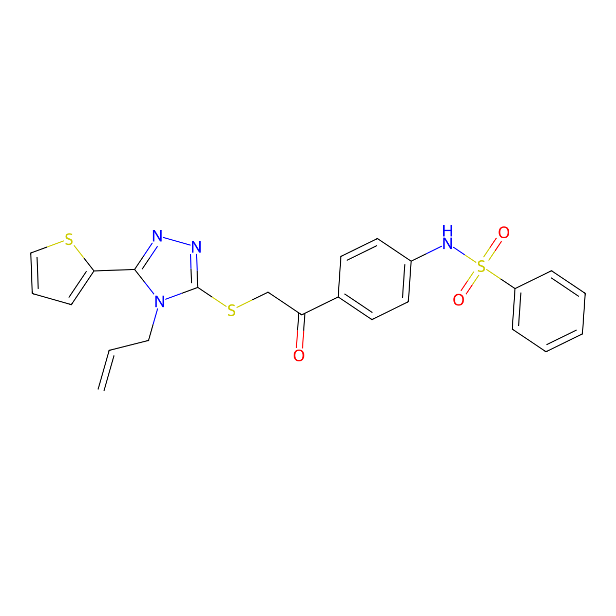 N-[4-[2-[(4-prop-2-enyl-5-thiophen-2-yl-1,2,4-triazol-3-yl)sulfanyl]acetyl]phenyl]benzenesulfonamide molecular structure, CAS 488823-86-5
