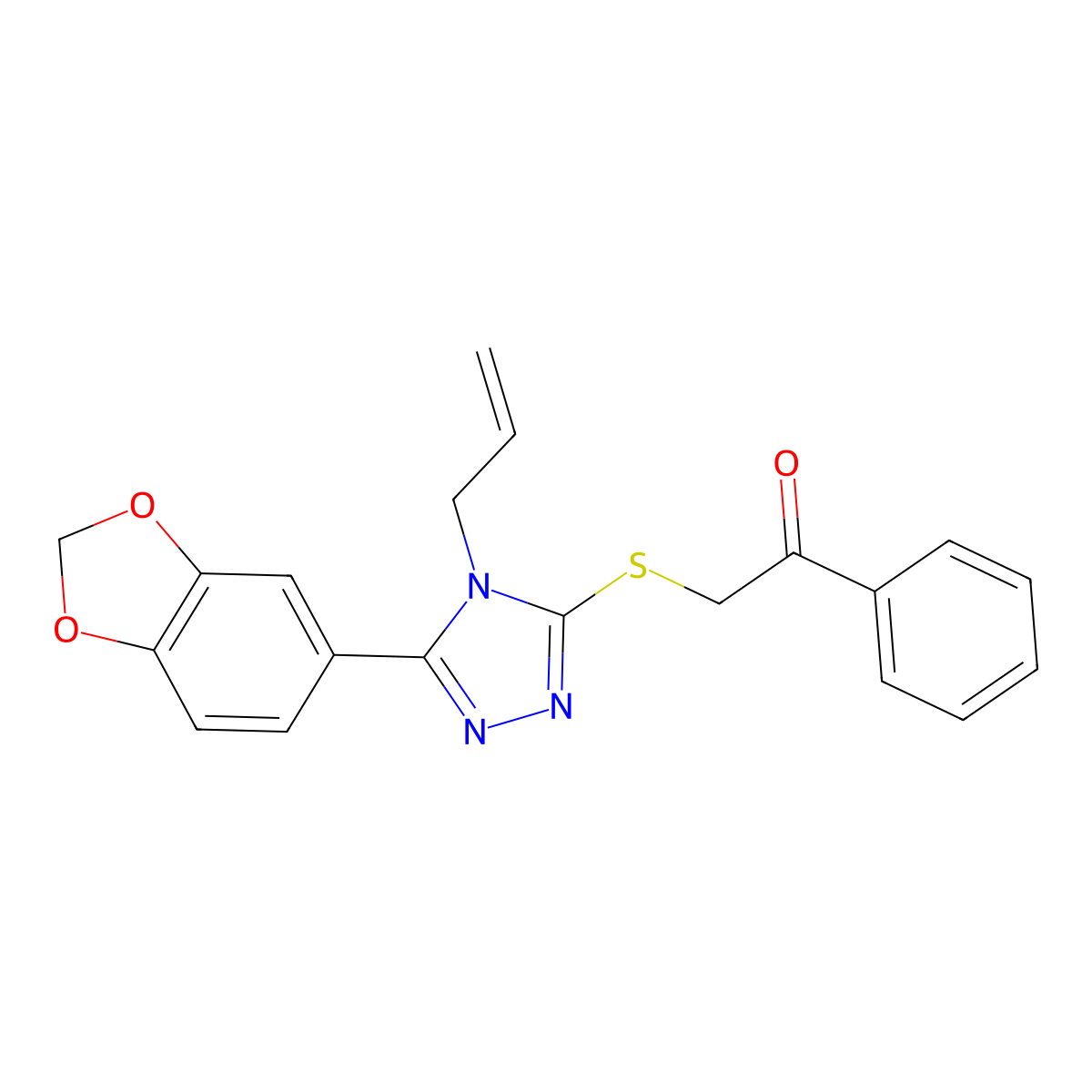 2-{[4-allyl-5-(1,3-benzodioxol-5-yl)-4H-1,2,4-triazol-3-yl]thio}-1-phenylethanone molecular structure, CAS 488823-98-9