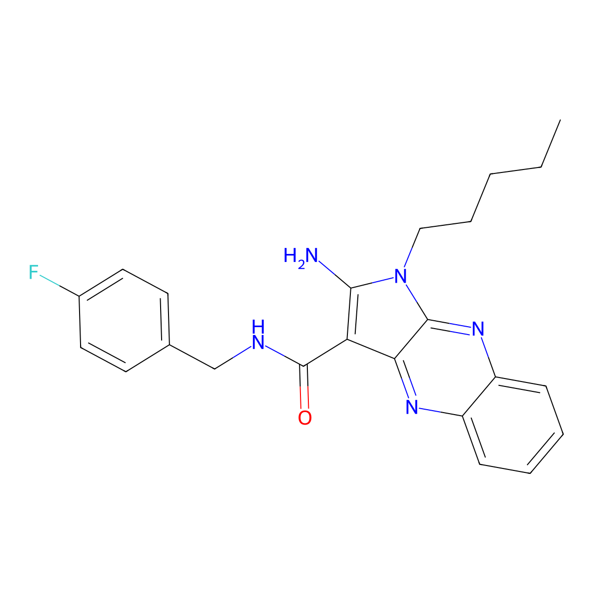 2-amino-N-(4-fluorobenzyl)-1-pentyl-1H-pyrrolo[2,3-b]quinoxaline-3-carboxamide molecular structure, CAS 488824-63-1