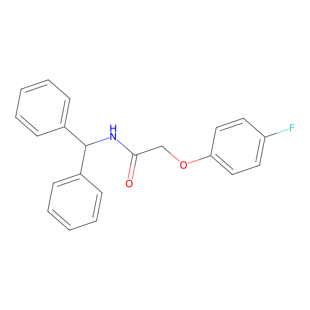 N-benzhydryl-2-(4-fluorophenoxy)acetamide molecular structure, CAS 488825-50-9
