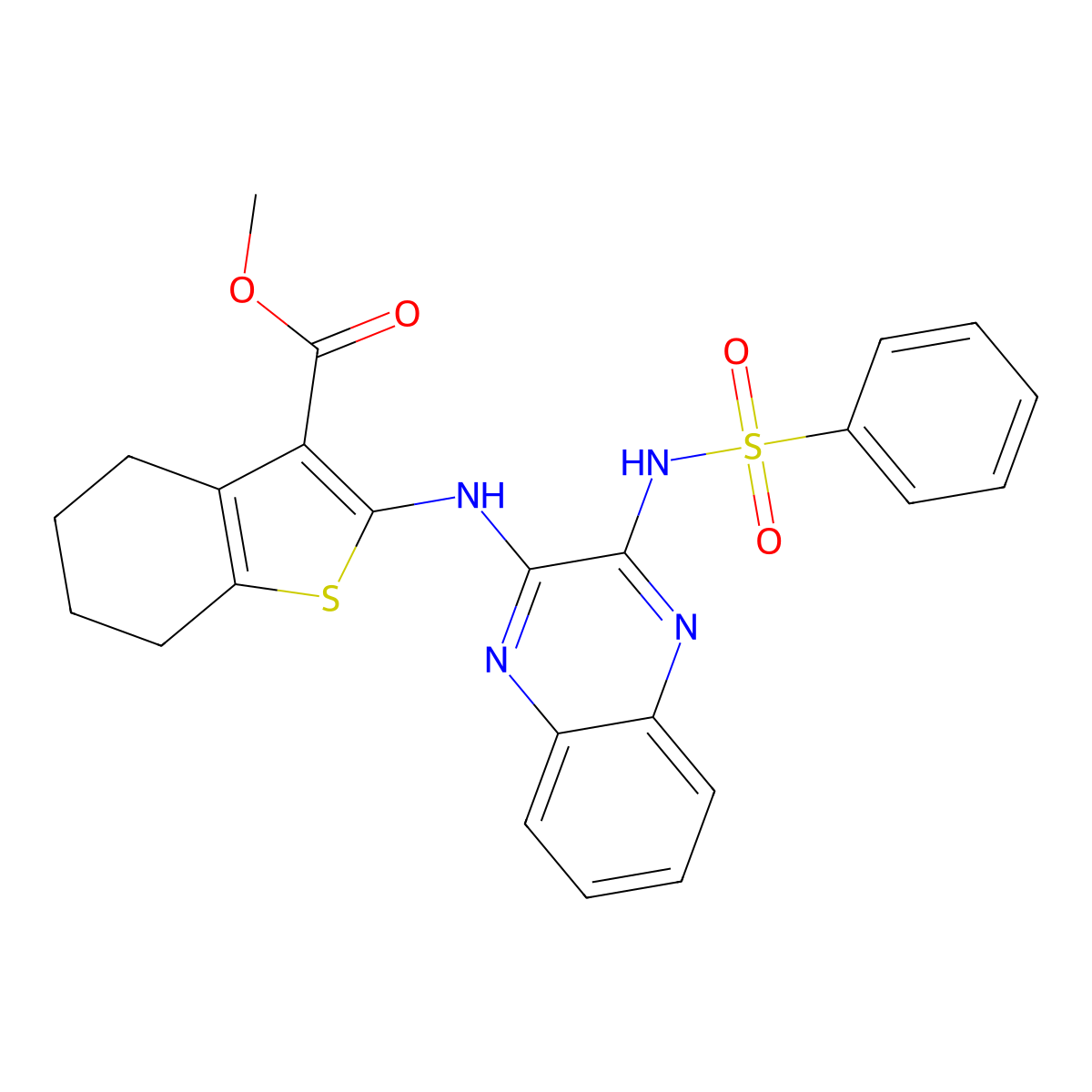 Methyl 2-({3-[(phenylsulfonyl)amino]quinoxalin-2-yl}amino)-4,5,6,7-tetrahydro-1-benzothiophene-3-carboxylate molecular structure, CAS 488825-86-1