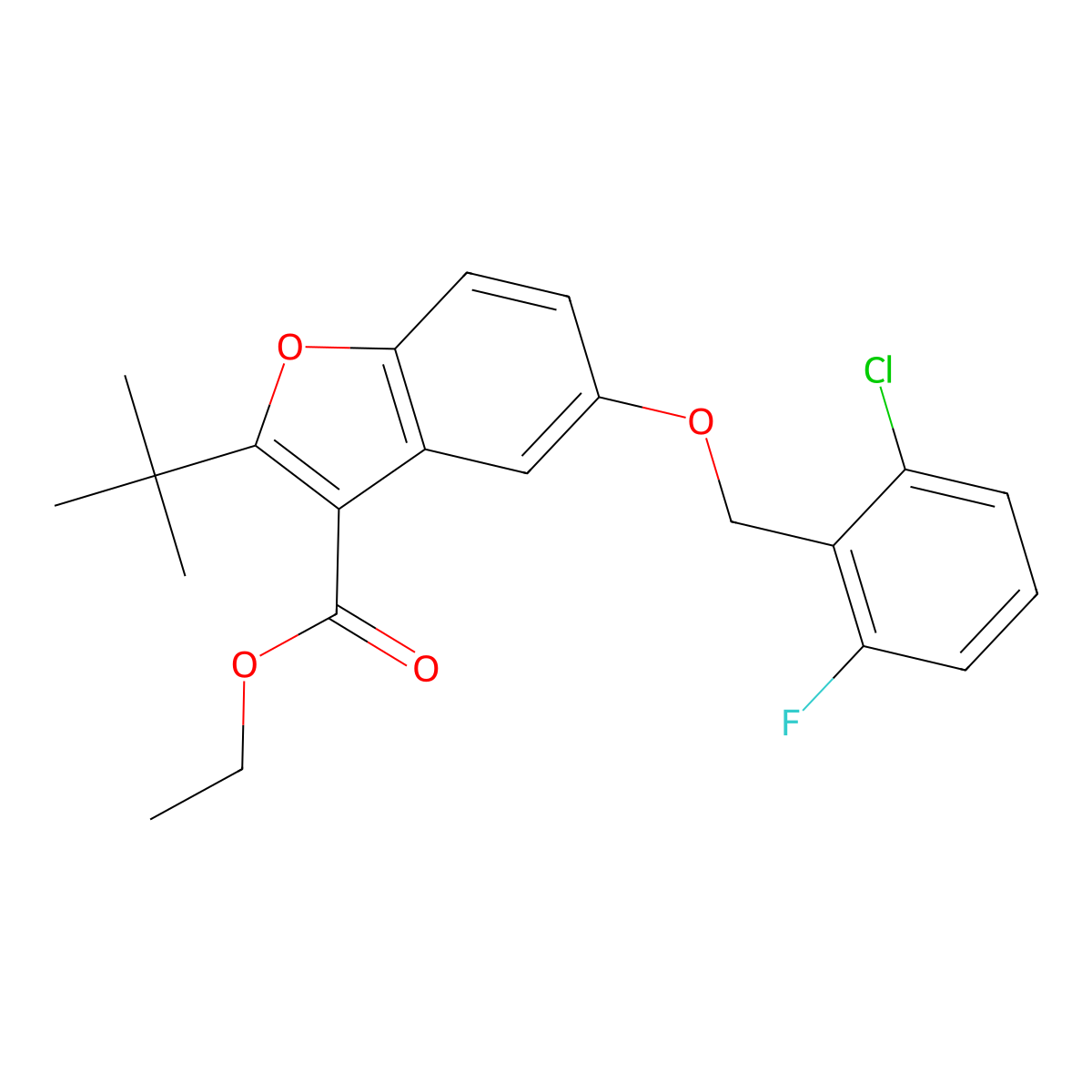 Ethyl 2-tert-butyl-5-[(2-chloro-6-fluorophenyl)methoxy]-1-benzofuran-3-carboxylate molecular structure, CAS 488826-44-4