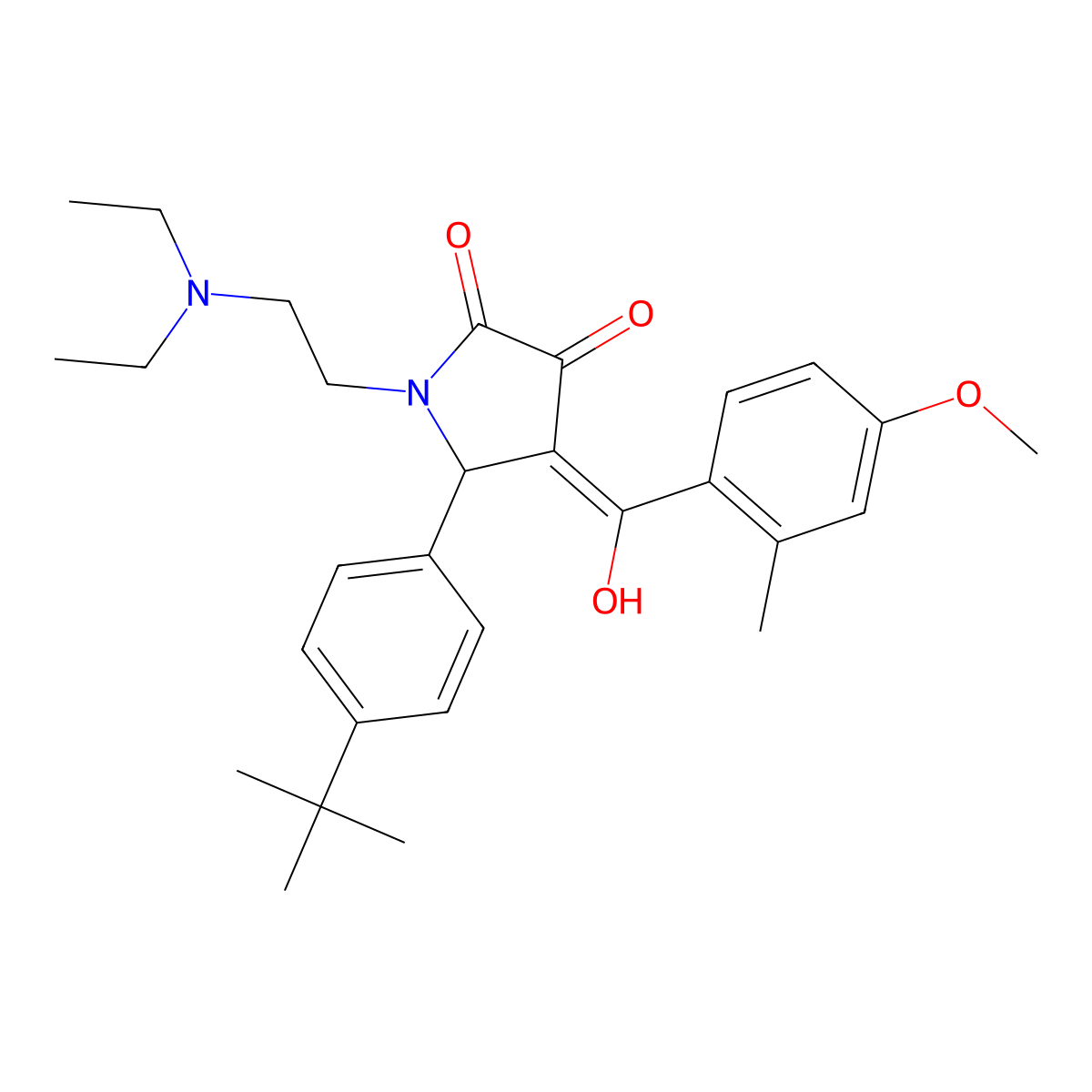 5-(4-tert-butylphenyl)-1-[2-(diethylamino)ethyl]-3-hydroxy-4-(4-methoxy-2-methylbenzoyl)-2,5-dihydro-1H-pyrrol-2-one molecular structure, CAS 488826-58-0