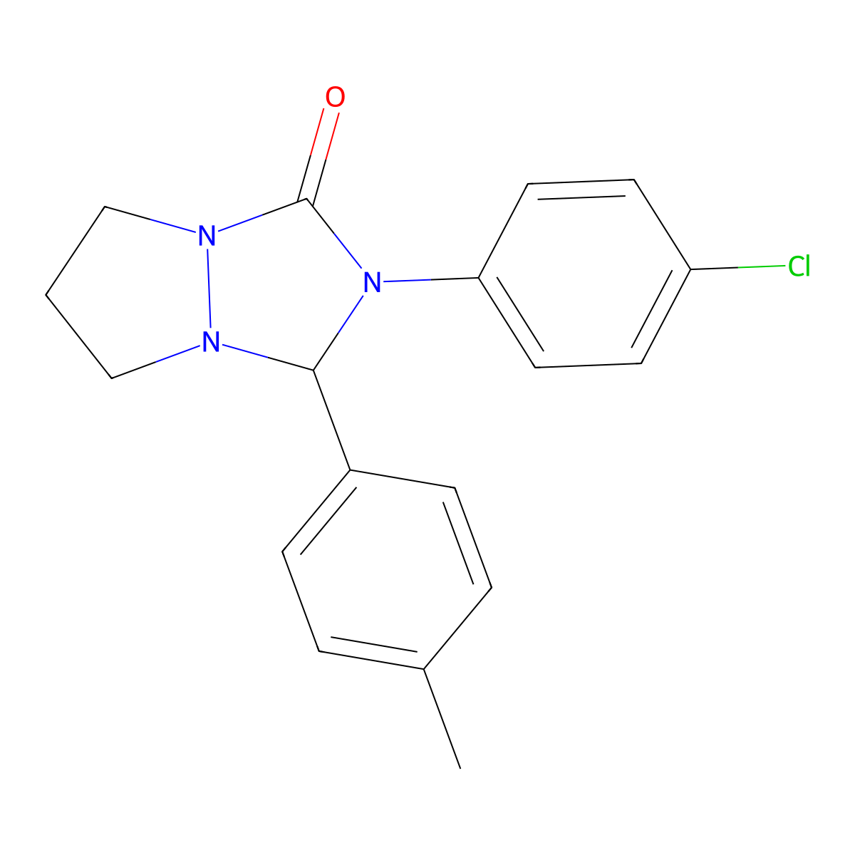 2-(4-chlorophenyl)-3-(4-methylphenyl)tetrahydro-1H,5H-pyrazolo[1,2-a][1,2,4]triazol-1-one molecular structure, CAS 488826-68-2