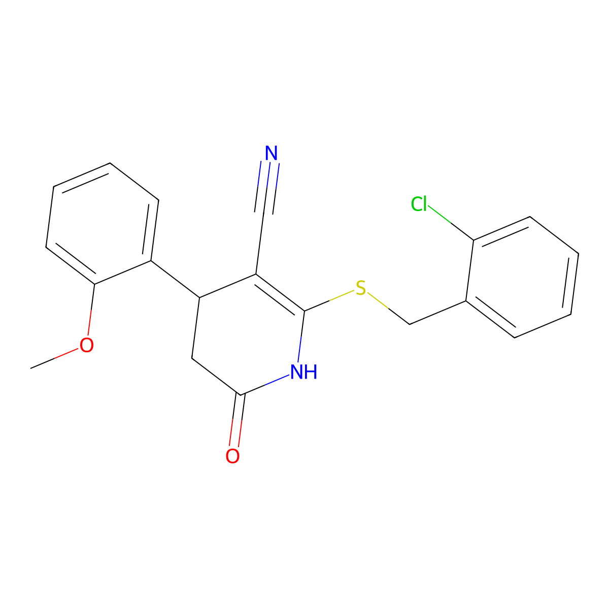 6-[(2-chlorophenyl)methylsulfanyl]-4-(2-methoxyphenyl)-2-oxo-3,4-dihydro-1H-pyridine-5-carbonitrile molecular structure, CAS 488826-74-0