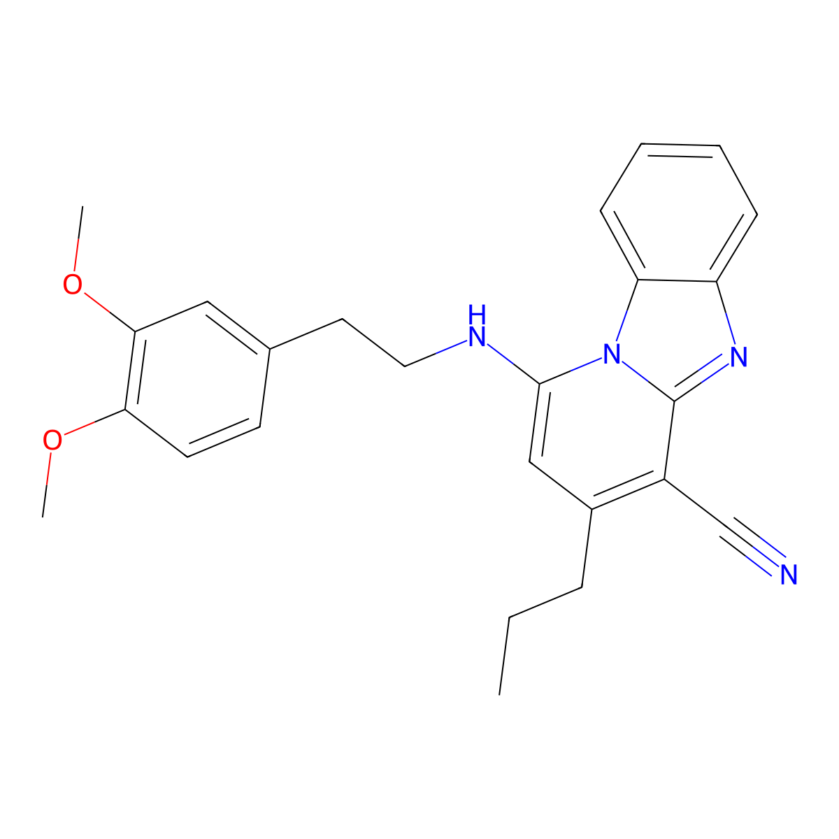 1-{[2-(3,4-Dimethoxyphenyl)ethyl]amino}-3-propylpyrido[1,2-a]benzimidazole-4-carbonitrile molecular structure, CAS 488826-75-1