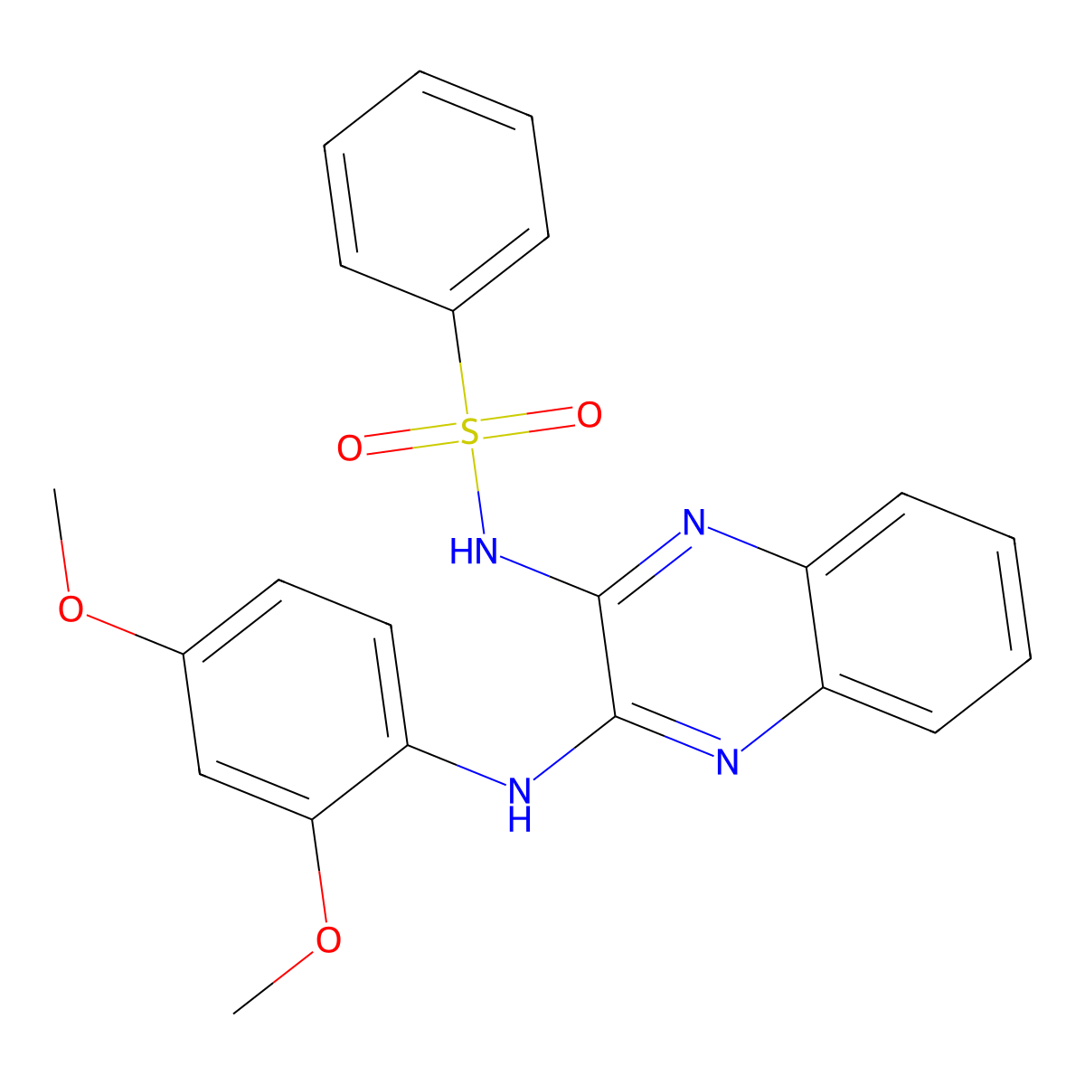 N-{3-[(2,4-dimethoxyphenyl)amino]quinoxalin-2-yl}benzenesulfonamide molecular structure, CAS 488827-12-9