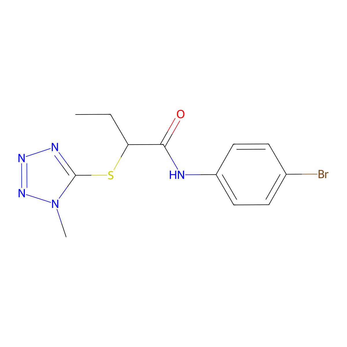 N-(4-bromophenyl)-2-(1-methyltetrazol-5-yl)sulfanylbutanamide molecular structure, CAS 488827-52-7
