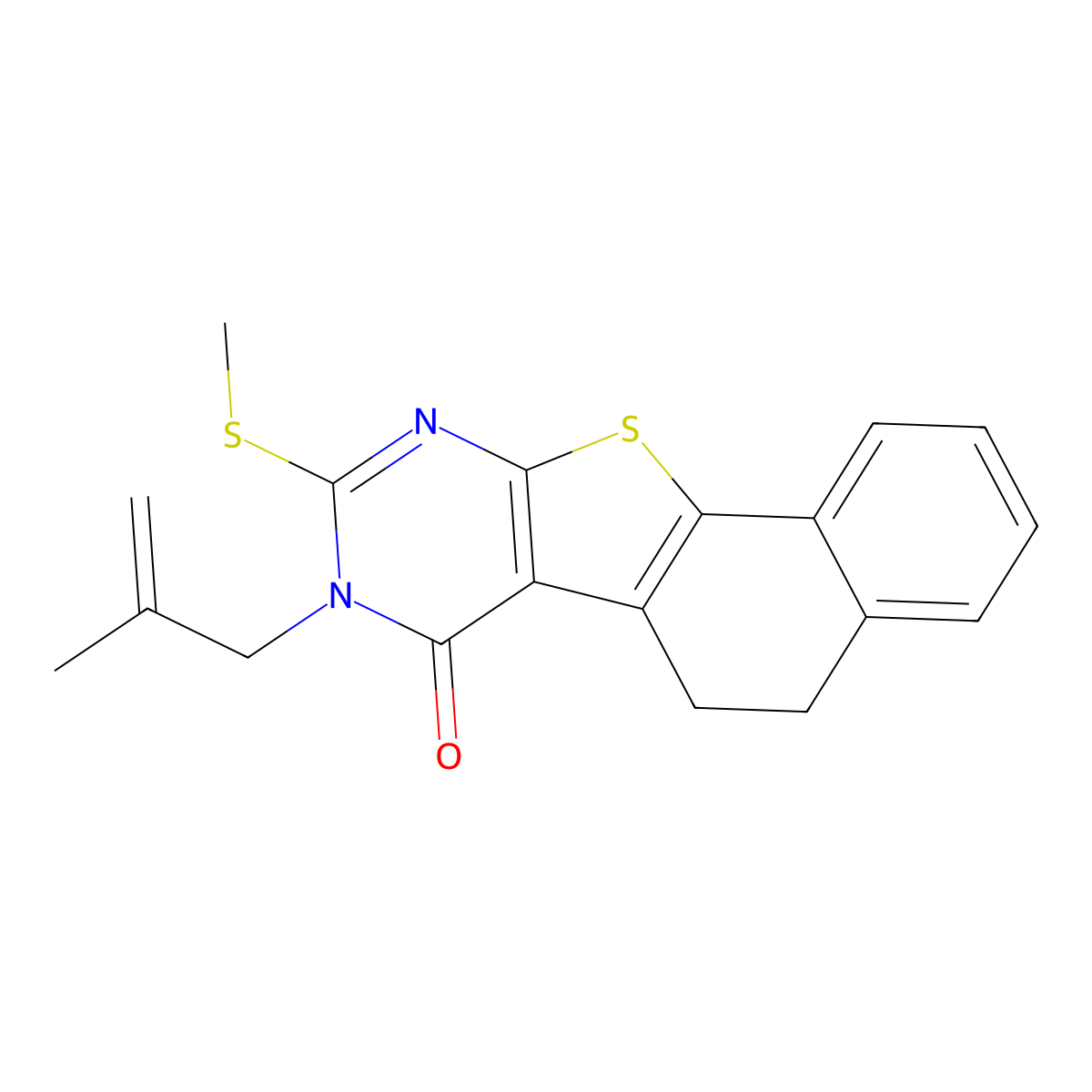 8-(2-methyl-2-propenyl)-9-(methylsulfanyl)-5,8-dihydronaphtho[2',1':4,5]thieno[2,3-d]pyrimidin-7(6H)-one molecular structure, CAS 488827-64-1