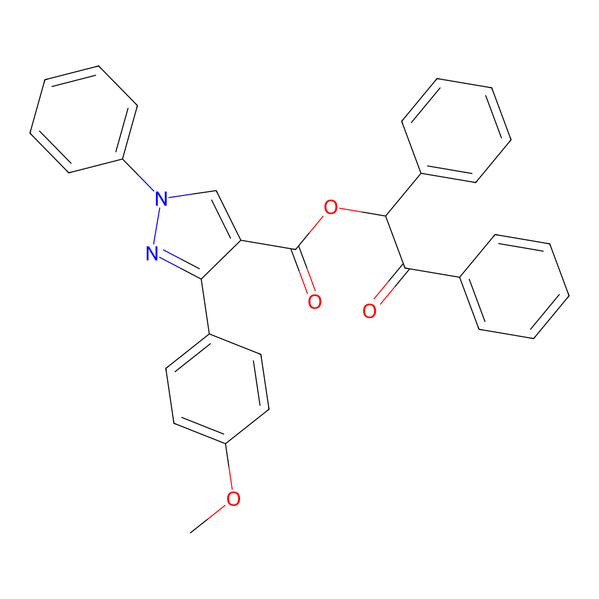 2-oxo-1,2-diphenylethyl 3-(4-methoxyphenyl)-1-phenyl-1H-pyrazole-4-carboxylate molecular structure, CAS 488832-02-6