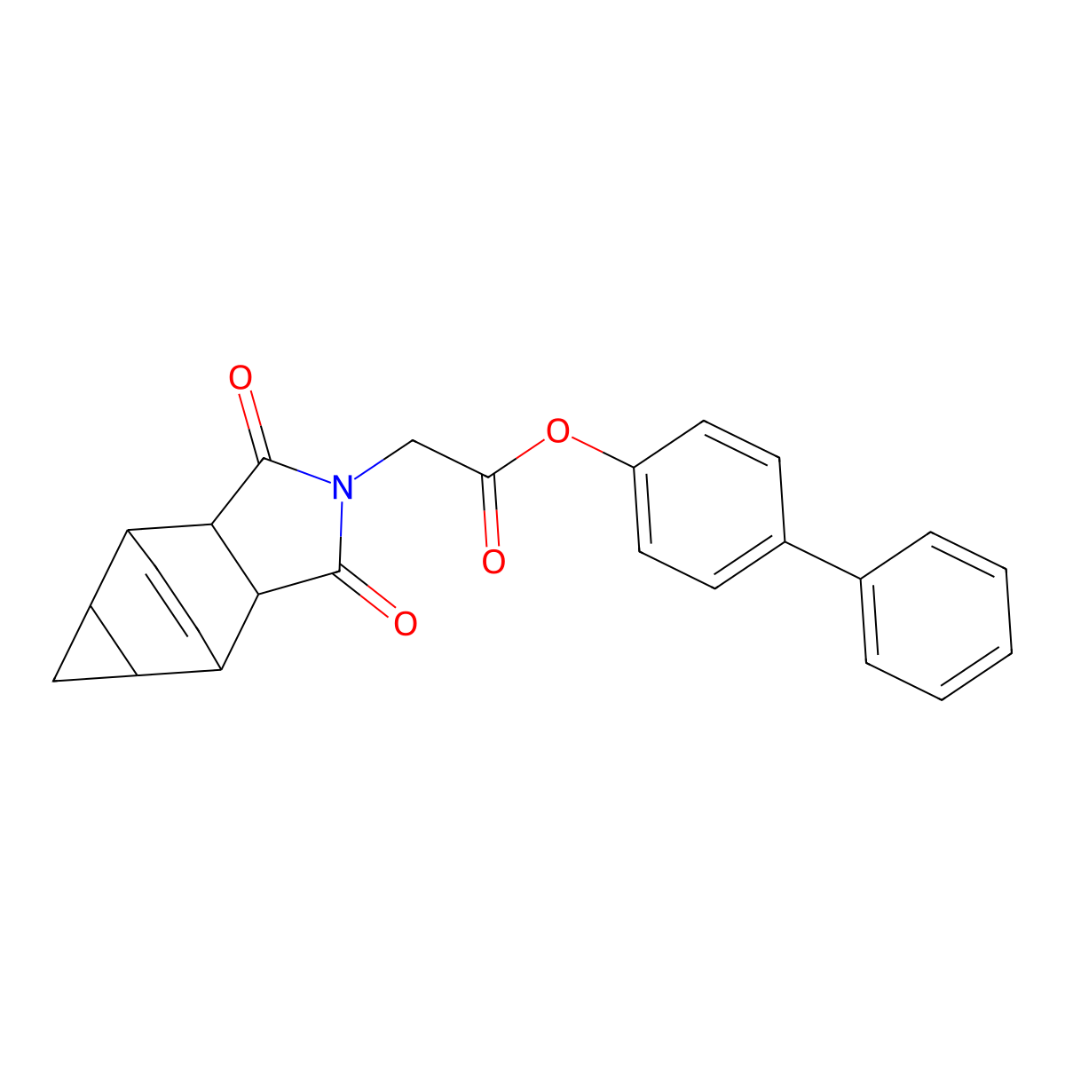 biphenyl-4-yl (1,3-dioxooctahydro-4,6-ethenocyclopropa[f]isoindol-2(1H)-yl)acetate molecular structure, CAS 488832-04-8