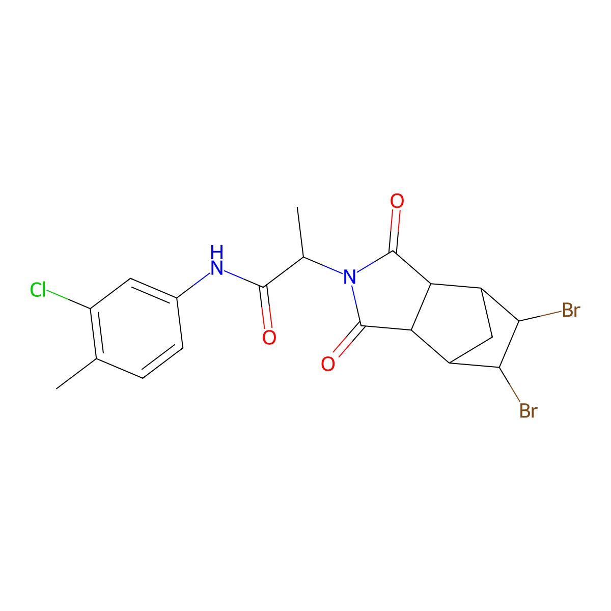 N-(3-chloro-4-methylphenyl)-2-(5,6-dibromo-1,3-dioxooctahydro-2H-4,7-methanoisoindol-2-yl)propanamide molecular structure, CAS 488832-36-6