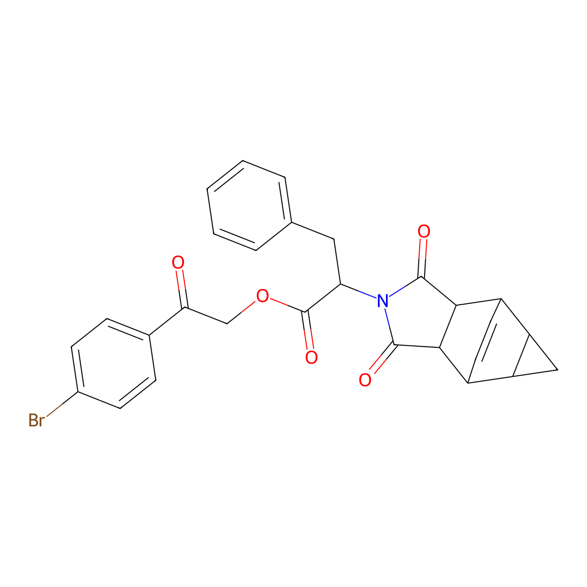 2-(4-bromophenyl)-2-oxoethyl 2-(1,3-dioxooctahydro-4,6-ethenocyclopropa[f]isoindol-2(1H)-yl)-3-phenylpropanoate molecular structure, CAS 488832-54-8