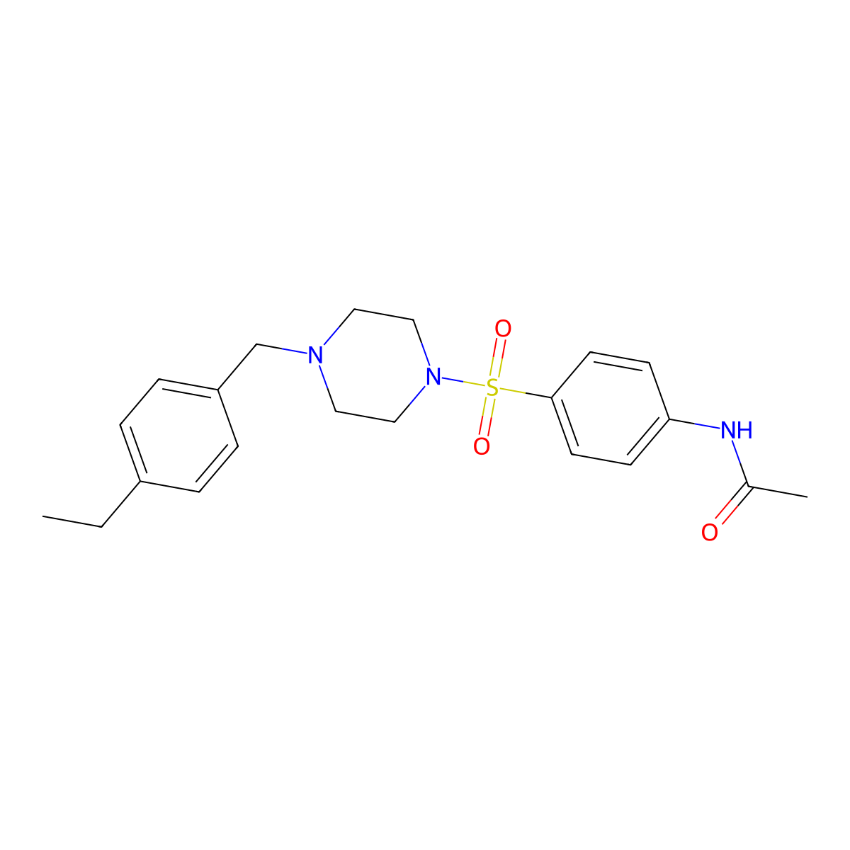 N-[4-[4-[(4-ethylphenyl)methyl]piperazin-1-yl]sulfonylphenyl]acetamide molecular structure, CAS 488840-33-1