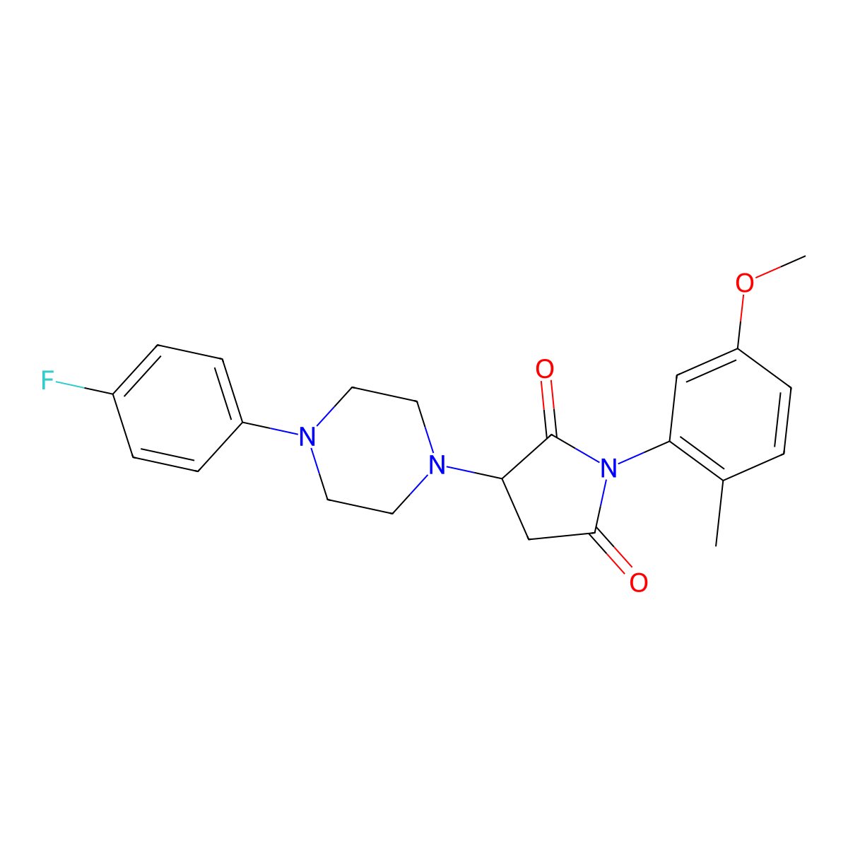 3-[4-(4-Fluorophenyl)piperazin-1-yl]-1-(5-methoxy-2-methylphenyl)pyrrolidine-2,5-dione molecular structure, CAS 488840-50-2