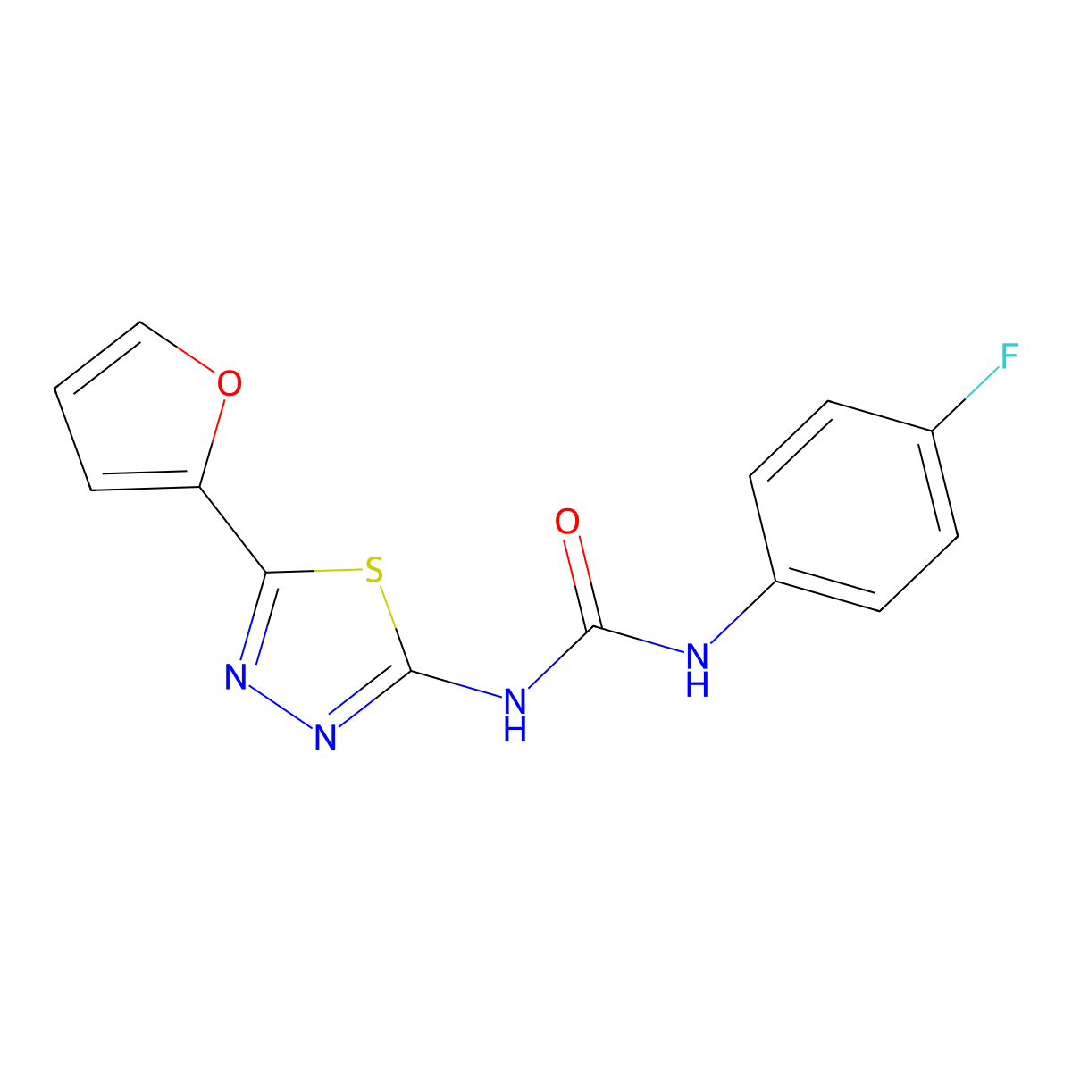 1-(4-Fluorophenyl)-3-[5-(furan-2-yl)-1,3,4-thiadiazol-2-yl]urea molecular structure, CAS 488841-04-9
